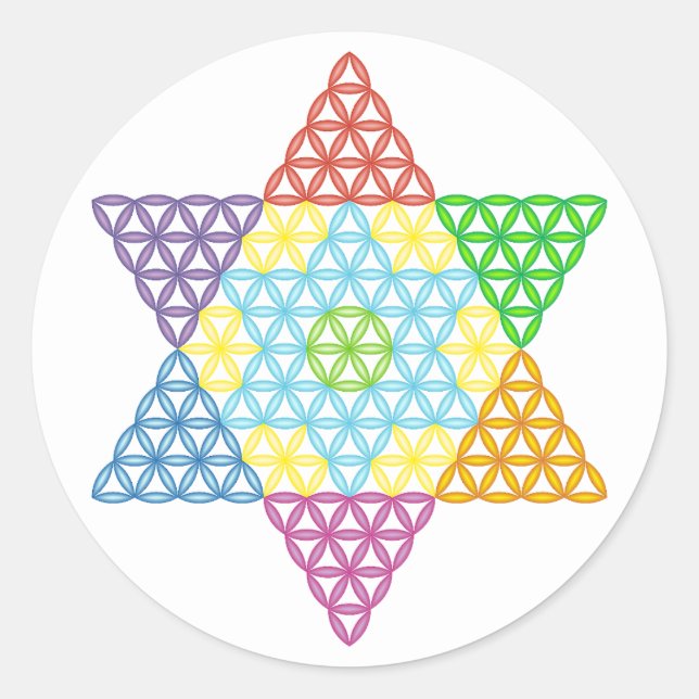 Sacred Star - Star Of Life, 04/3D-CF. Classic Round Sticker (Front)