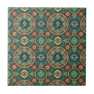 Sacred Symbol Zen Mandala - Spiritual Pattern Ceramic Tile