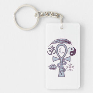 Sacred Symbols – Ankh, Serpent, and Cosmic Balance Key Ring