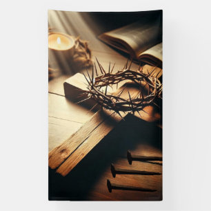 Sacred Symbols of the Crucifixion Banner
