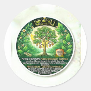 Sacred Tengkawang Tree Art - Rare Borneo Illipe Nu Classic Round Sticker