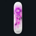 *~* Sacred Tribal Shamanic Dream Catcher Boho Skateboard<br><div class="desc">* Western BOHO American Watercolor Abstract Dream Catcher Journey with lovely Feathers as a Shamanic symbol for a Native American Spiritual Healer or BOHEMIAM design. * . *** The colours are mostly deep PINK MAGENTA on WHITE. This spirit based esoteric popular boho creative abstract modern dreamcatcher and feathers design will...</div>