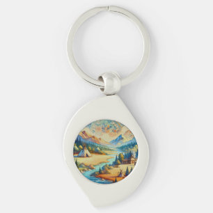 Sacred Valley Calm Symbolic Landscape Key Ring