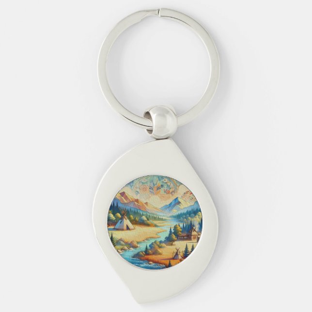 Sacred Valley - Native American Tribal Landscape Key Ring (Front)
