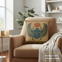 Sacred Winged Scarab Protective Gold Pillow