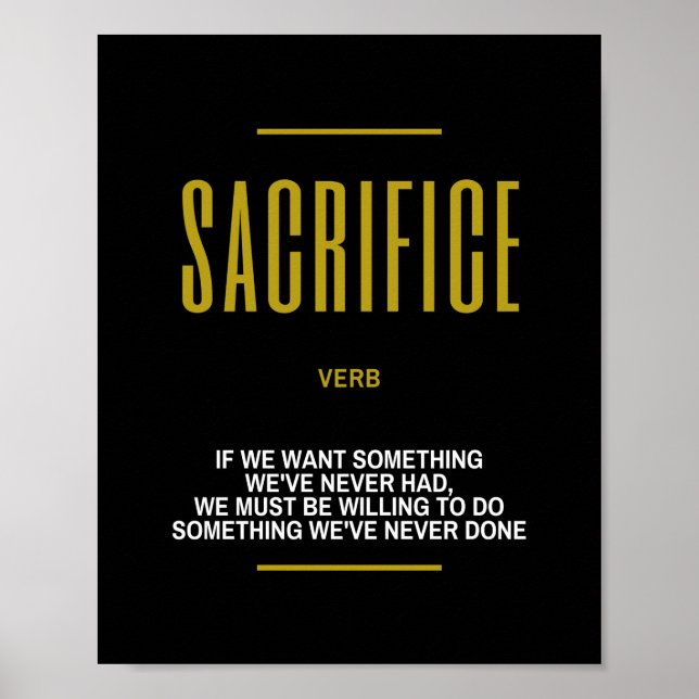Sacrifice Inspirational Quote On Success Poster (Front)