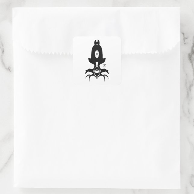 Sad alien bobby sketch square sticker (Bag)