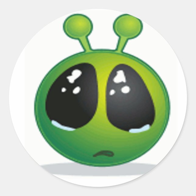 Sad Alien Classic Round Sticker (Front)