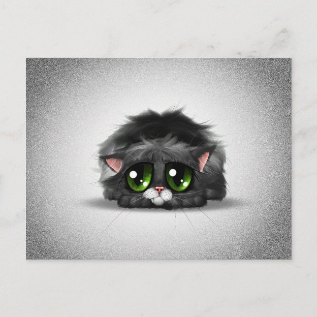 Sad and lonely little kitten with huge green eyes postcard (Front)