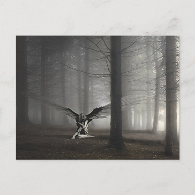 Sad Angel in the Woods Postcard (Front)