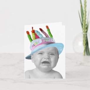 Sad Baby In A Birthday Hat Card