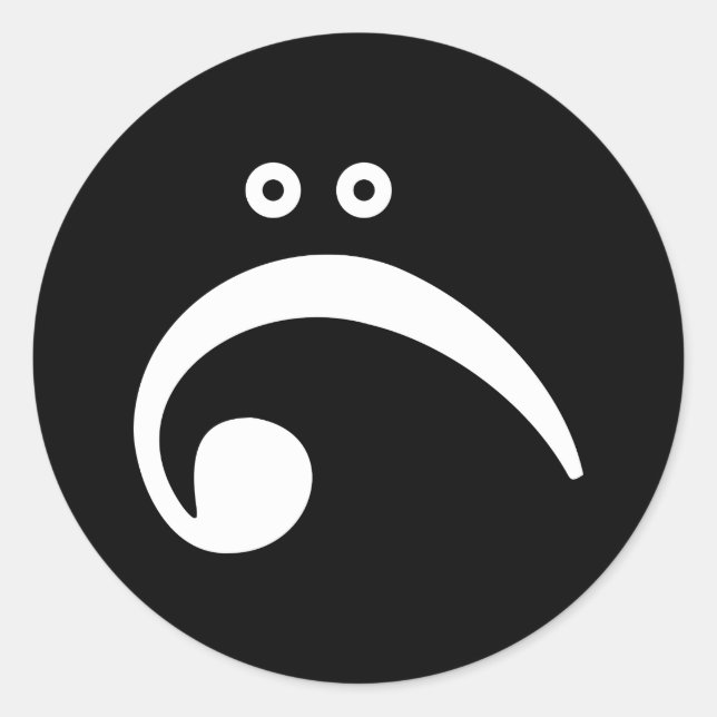 Sad Bass Clef Classic Round Sticker (Front)