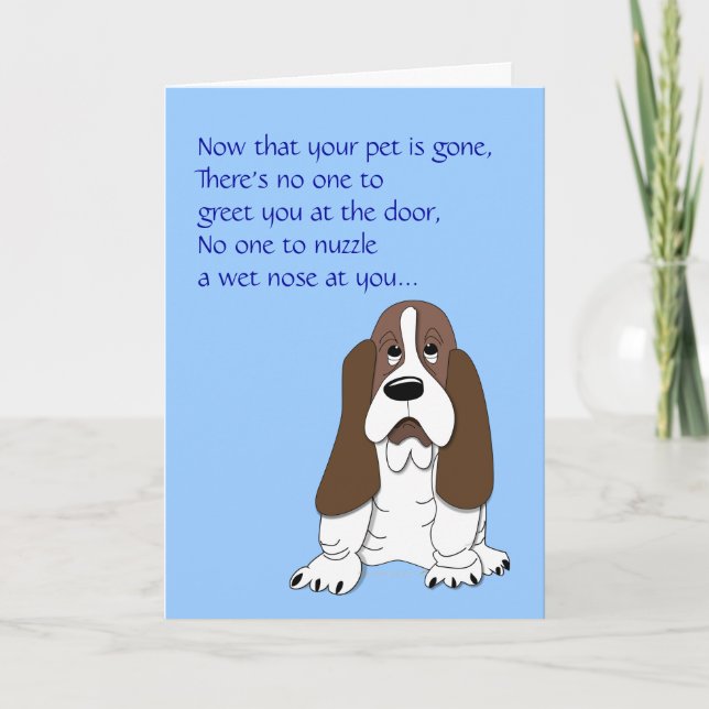 Sad Basset Hound Funny Dog Sympathy Loss of Pet Card (Front)