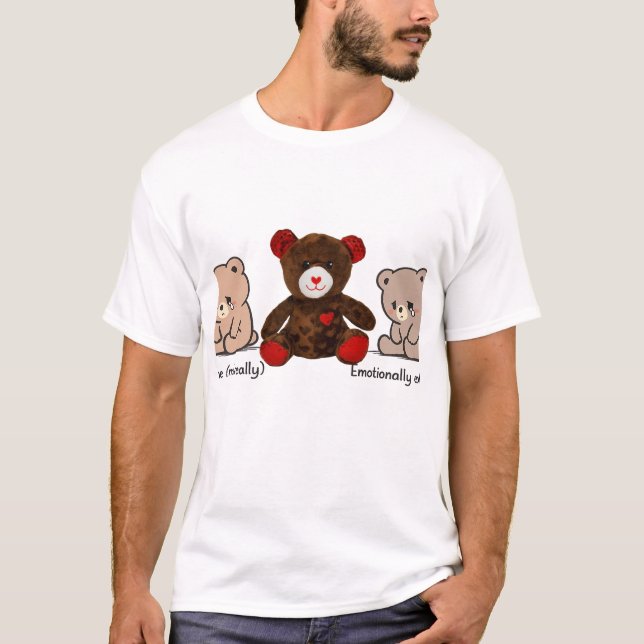 Sad Bear Doodle Emotional Minimal Design T-Shirt (Front)