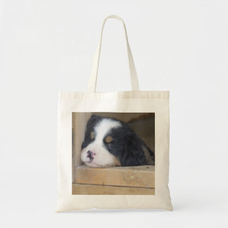 Sad Bernese Mountain Dog Puppy Tote Bag