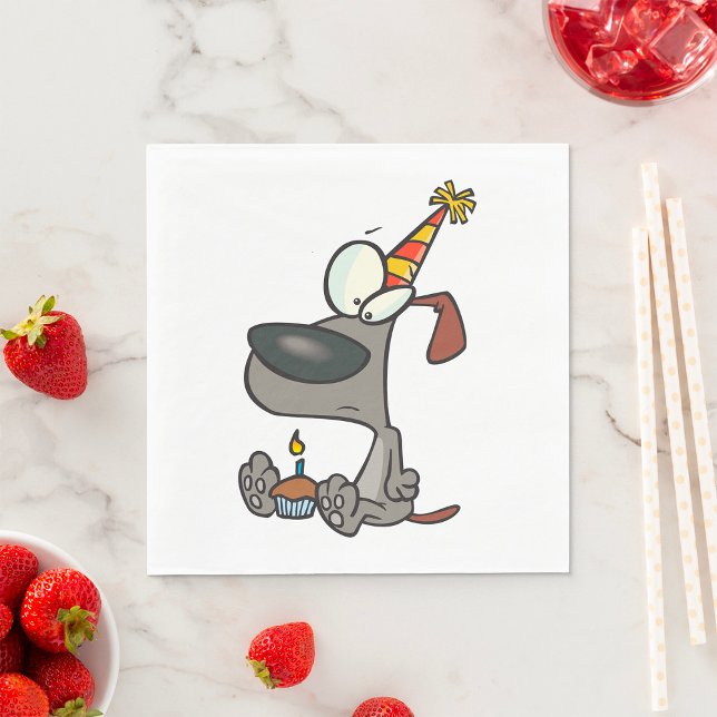 Sad Birthday Dog Cartoon with Cupcake Napkin (Creator Uploaded)