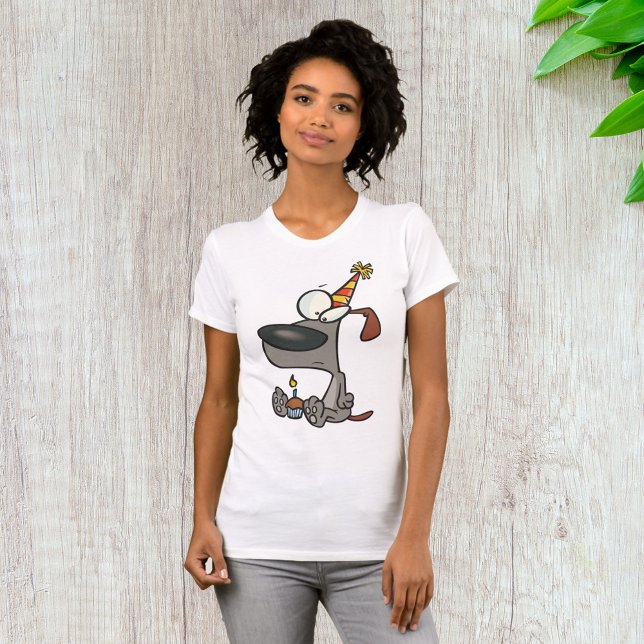 Sad Birthday Dog Cartoon with Cupcake T-Shirt (Creator Uploaded)