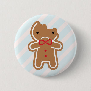 Sad Bitten Kawaii Gingerbread Man 6 Cm Round Badge