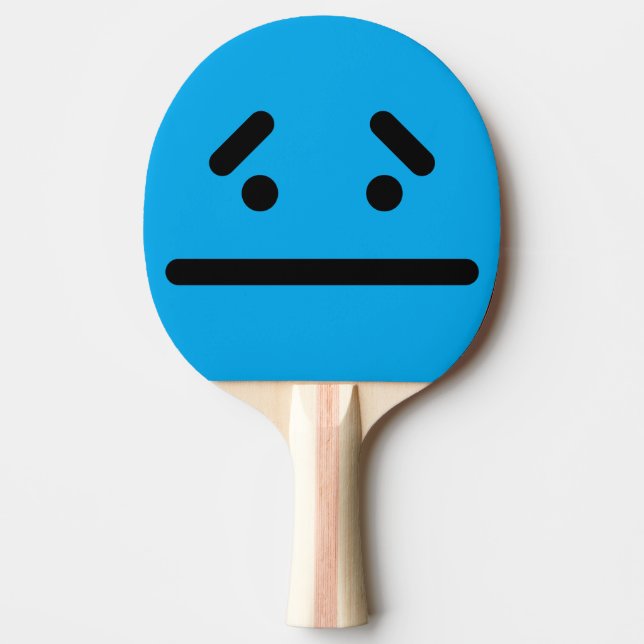 Sad Blank Face Blue Ping Pong Paddle (Front)