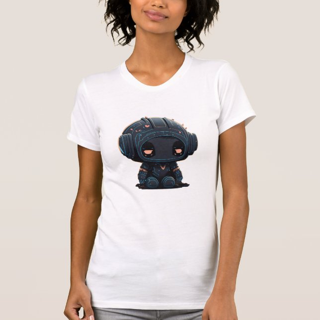 ''Sad Blue Minimalist Robot Character'' T-Shirt (Front)