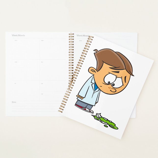 Sad Boy Scientist with Broken Experiment Planner (Creator Uploaded)