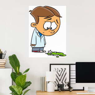 Sad Boy Scientist with Broken Experiment Poster