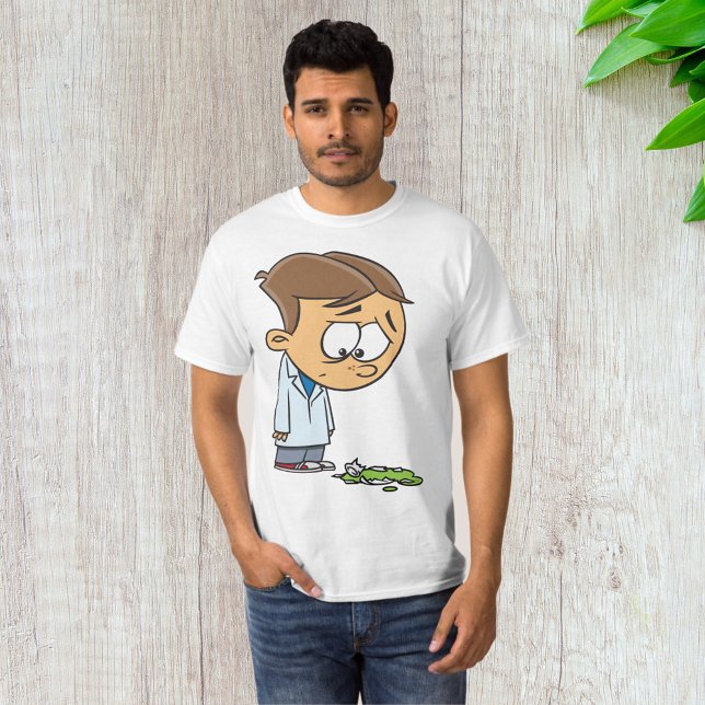 Sad Boy Scientist with Broken Experiment T-Shirt (Creator Uploaded)