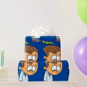Sad Boy Scientist with Broken Experiment Wrapping Paper