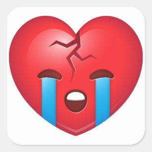 Sad Broken Heart Emoji Square Sticker