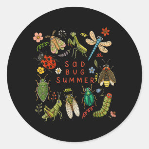 Sad Bug Summer Funny Insect Inspired Indie Classic Round Sticker