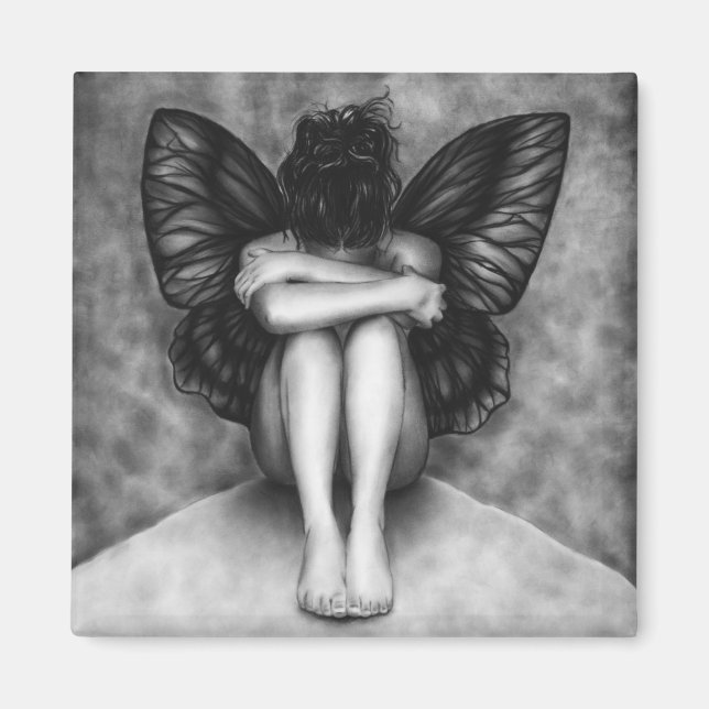 Sad Butterfly Girl Magnet (Front)