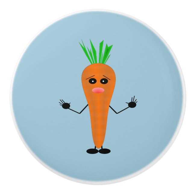 Sad Carrot by Kenneth Yoncich Ceramic Knob (Front)