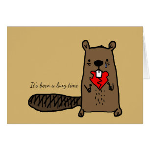 Sad Cartoon Beaver With Gnawed Heart & Custom Text