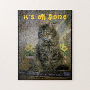 Sad Cat, Cheeseburger all gone. Jigsaw Puzzle