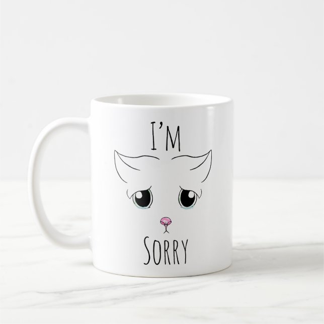 Sad Cat Face: I'm Sorry Coffee Mug (Left)