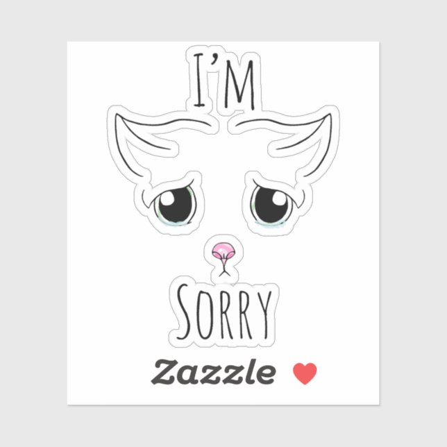 Sad Cat Face - I'm Sorry Custom-Cut Vinyl Stickers (Sheet)