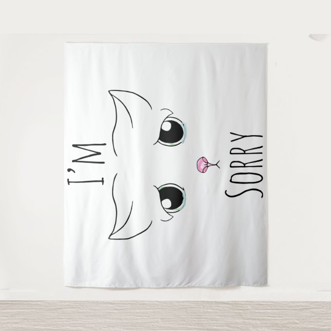 Sad Cat Face: I'm Sorry Tapestry (Front)