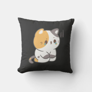 Sad Cat In Grunge, Sad Cat Emoji T-Shirt Cushion