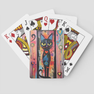 Sad Cat Large Eyes Painted  Playing Cards