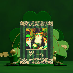 Sad Catnip Not Clover Saint Catrick's Day Cats Card