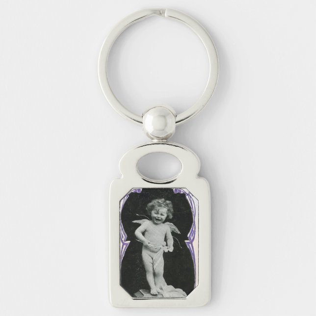 Sad Cherub Angel Print Key Ring (Front)