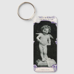 Sad Cherub Angel Print Key Ring