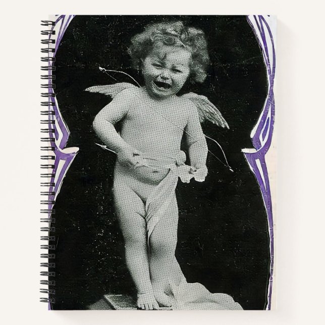 Sad Cherub Angel Print Notebook (Front)