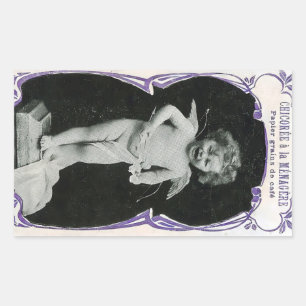 Sad Cherub Angel Print Rectangular Sticker