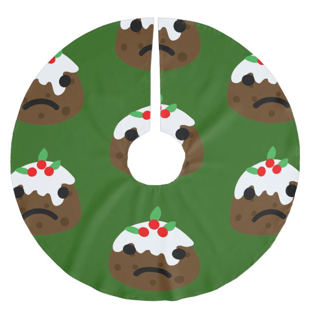 sad christmas pudding brushed polyester tree skirt (Front)