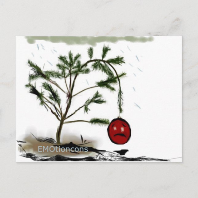 Sad Christmas Tree Holiday Postcard (Front)
