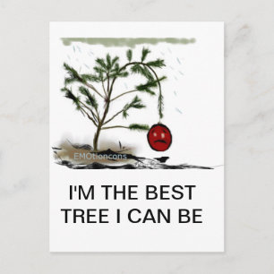 Sad Christmas Tree Holiday Postcard
