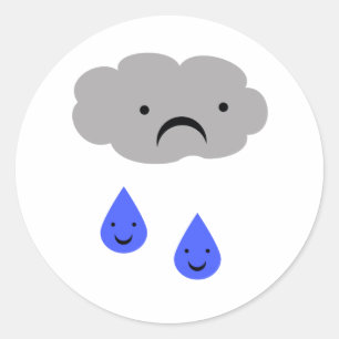 Sad Cloud Classic Round Sticker