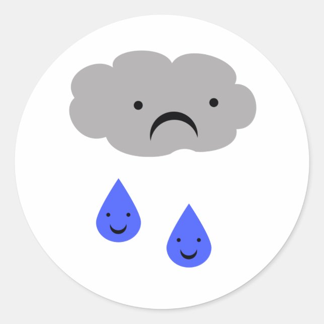 Sad Cloud Classic Round Sticker (Front)