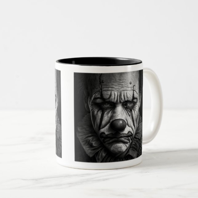 Sad Clown Two-Tone Mug, 11 oz  Two-Tone Coffee Mug (Front Right)
